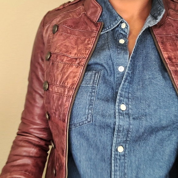 Oasis military style leather jacket - Picture 2 of 7